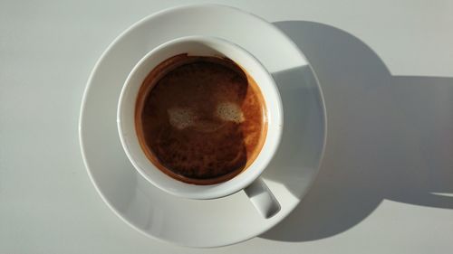 High angle view of coffee on table