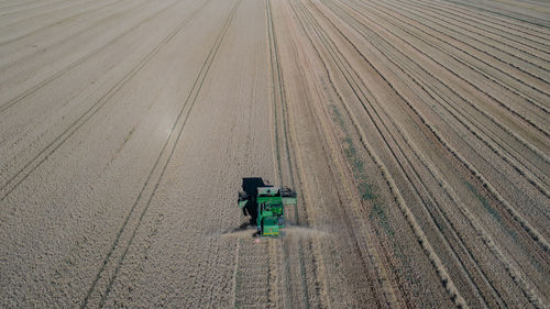 High angle view of working on road