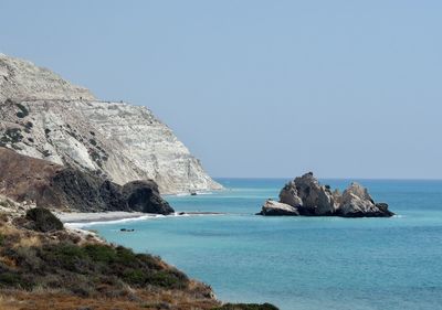 Scenic view of sea against clear sky