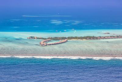 Scenic view of sea against blue sky