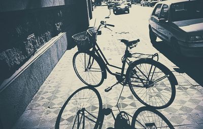 Bicycles parked in parking lot