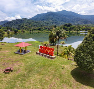 Scenic view of lake against sky