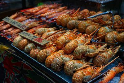 Close-up of seafood for sale at market