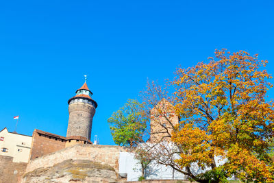 Sinwell tower part of imperial castle of nuremberg . autumn in germany