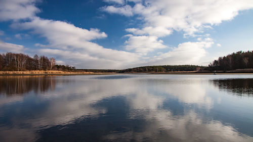 Scenic view of lake against sky