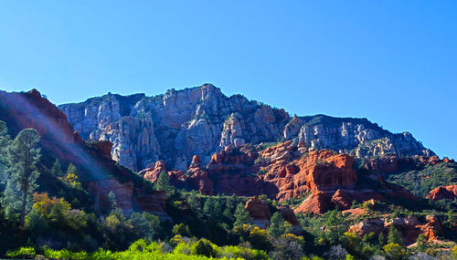 Scenic view of mountains against clear sky