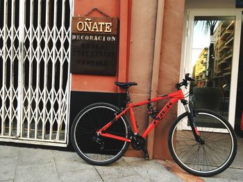 Bicycles parked in city