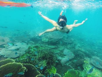 Man swimming in sea