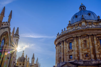 Low angle view of historic building against clear sky