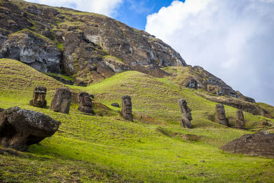 Scenic view of green landscape against sky