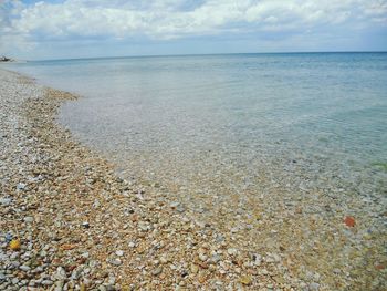 Scenic view of sea against cloudy sky