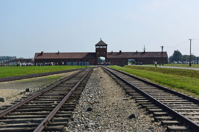 Railroad tracks leading to auswitch concentration camp in poland