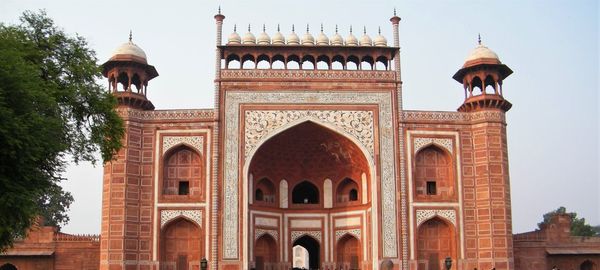 Low angle view of historical building against sky