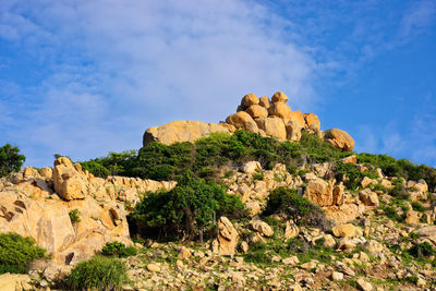 Low angle view of rock formation