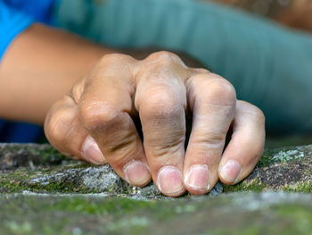 Close-up of hands working