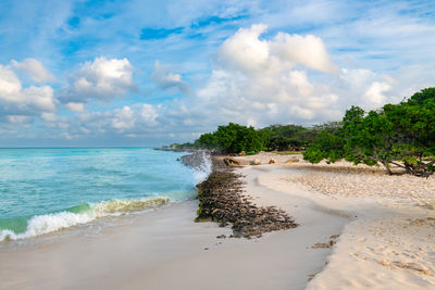 Scenic view of beach against sky
