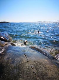 Scenic view of sea against clear sky