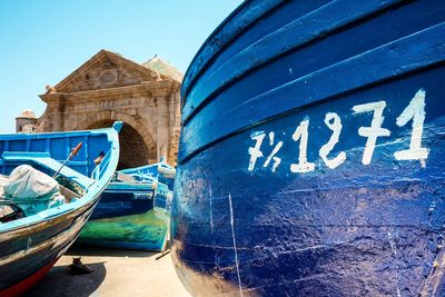 View of old building against blue sky