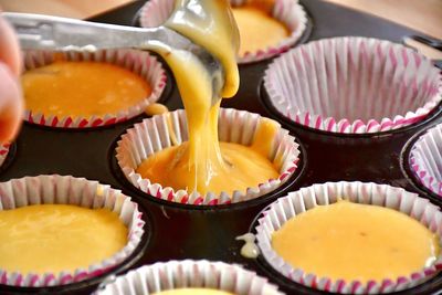 Close-up of cupcakes on table