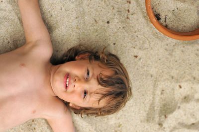 High angle portrait of boy smiling