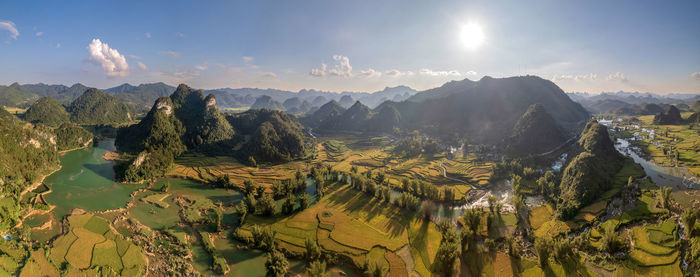 Panoramic view of mountains against sky