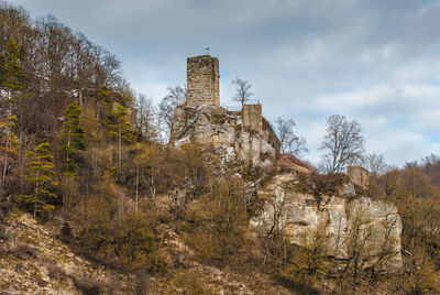 Built structure against trees