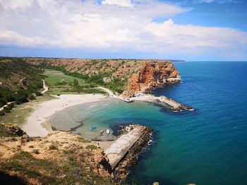 High angle view of beach against sky