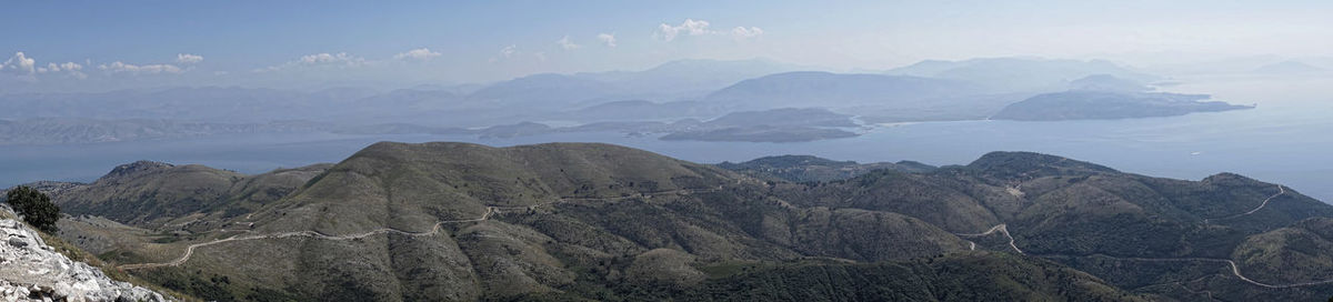 Panoramic view of mountains against sky