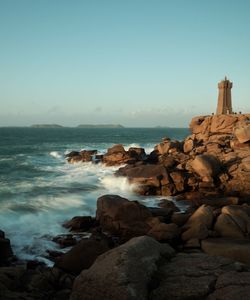 Scenic view of sea against clear sky