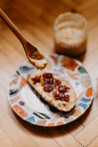 High angle view of food on table