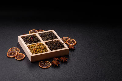 High angle view of food on table