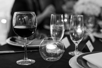 Close-up of wine glass on table