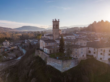 Aerial view of the medieval village of pergola