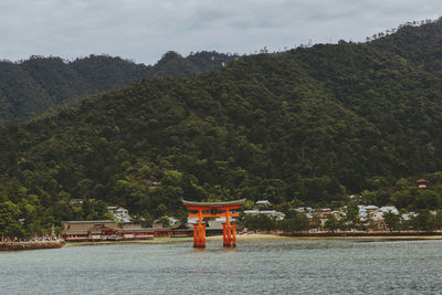 Miyajima torii gate at low tide, near hiroshima, japan