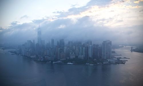 Aerial view of city at waterfront