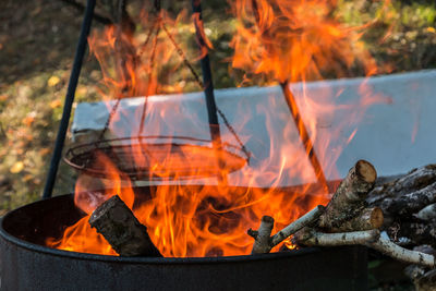 Close-up of burning fire