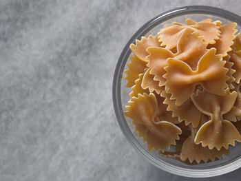 Close-up of farfalle pasta in bowl