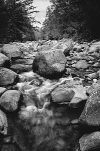 River flowing through rocks in forest