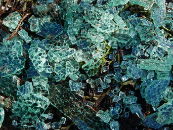 Wide-angle image of colorful broken glass