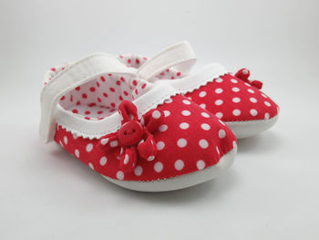 Close-up of heart shape on table against white background