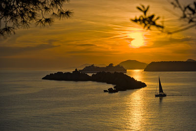 Scenic view of sea against sky during sunset