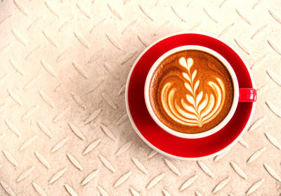 High angle view of coffee on table