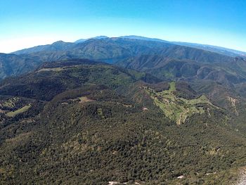 Scenic view of mountains against clear sky