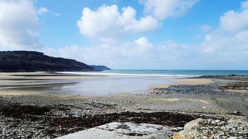 Scenic view of beach against sky