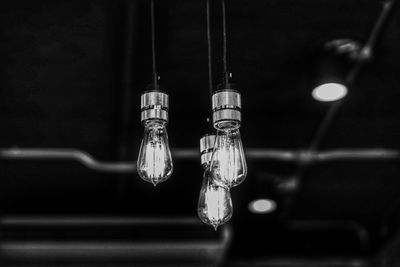 Low angle view of illuminated light bulb