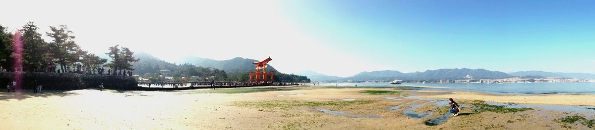 Scenic view of beach against clear sky