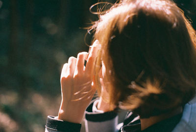 Young woman in hair