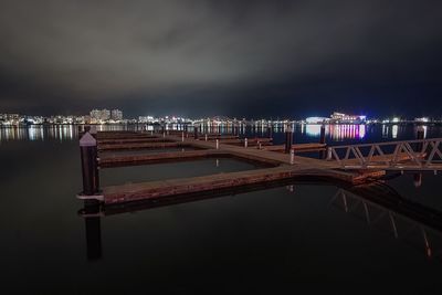 View of sea against sky at night