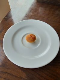 High angle view of breakfast served on table