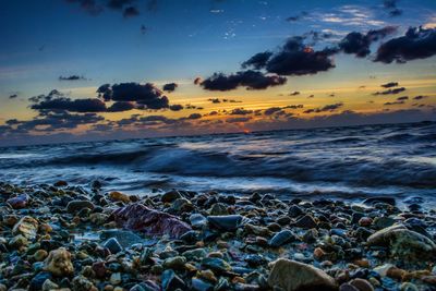 Scenic view of beach during sunset